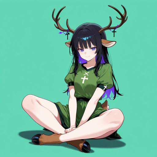 Whimsical Deer Girl in Green Whimsical Deer Girl in Green