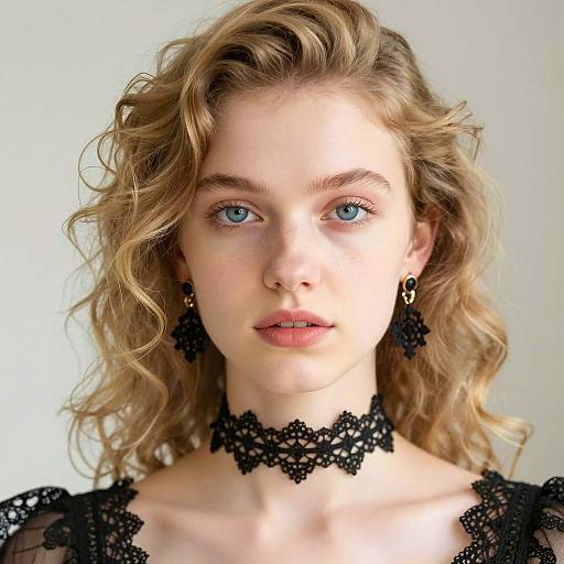 Portrait of a Curly-Haired Blonde Woman