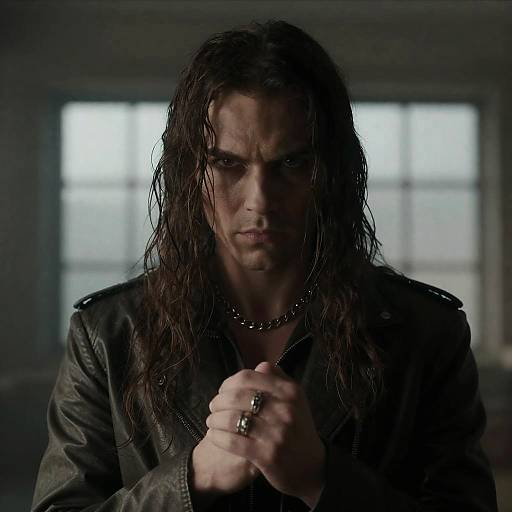 Mysterious Man in Dimly Lit Room