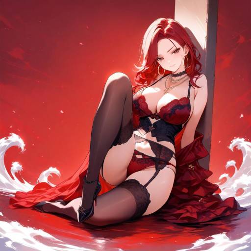 Anime Woman in Elegant Lingerie Pose