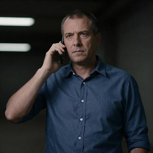 Serious Middle-Aged Man in Dark Setting