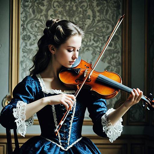 Baroque Woman Playing Violin