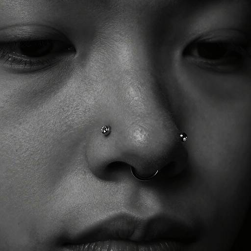 Monochrome Close-Up Nose Piercing