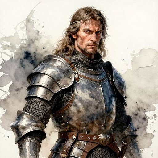 Realistic Watercolor Medieval Warrior