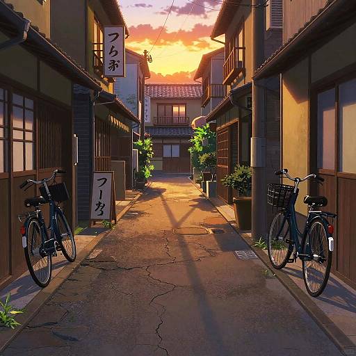 Anime Alleyway at Sunset Glow