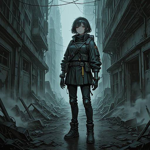 Dystopian Neon Girl with Synthetic Limbs