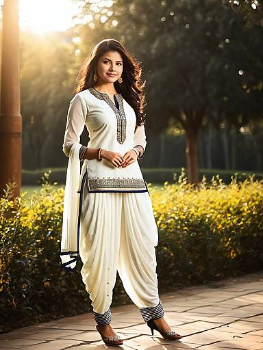 Photorealistic Woman in Dhoti Suit