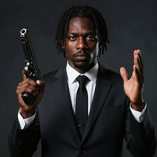 Dramatic Portrait of Armed Black Man