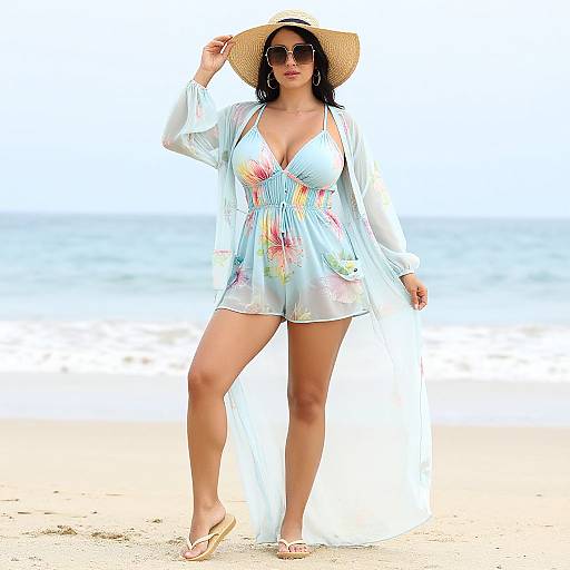 Chic Beachwear: Floral Swim Romper Set