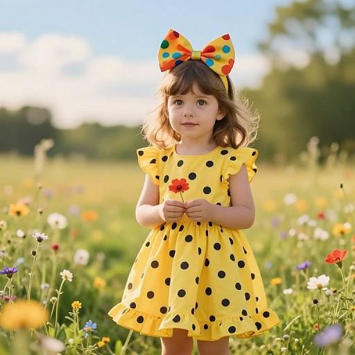 Curious Girl in Sunny Meadow