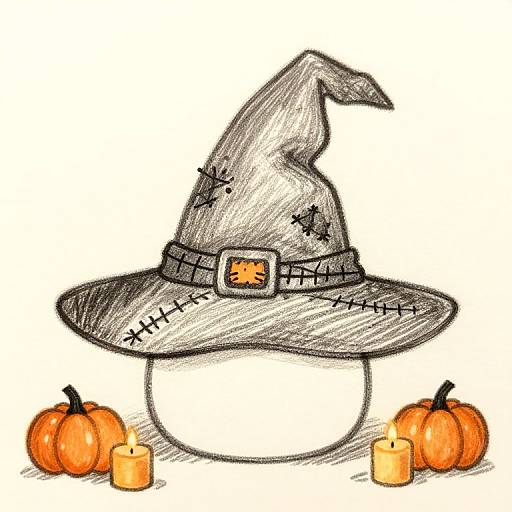 Cozy Sketch of Oversized Witch Hat
