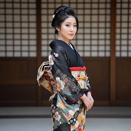 Asian Woman in Traditional Japanese Dress