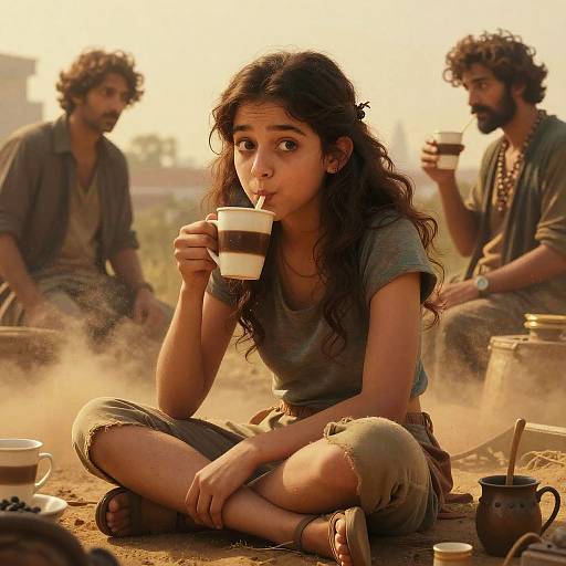 Young Woman Drinking Coffee Outdoors