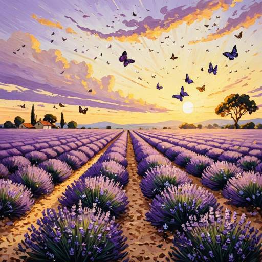 Dreamy Lavender Field at Sunset