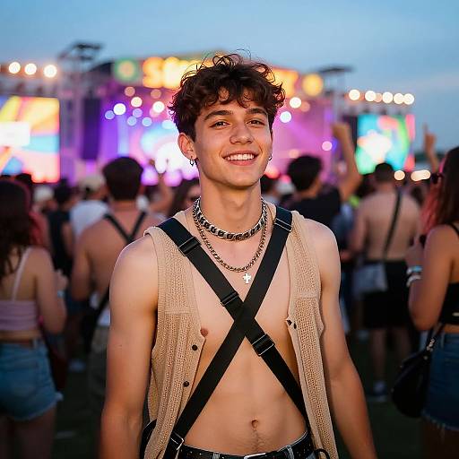 Energetic Young Woman at Music Festival