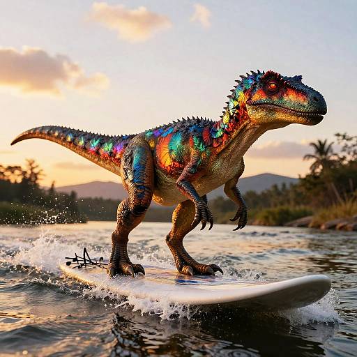 Velociraptor Fursona Surfing Adventure