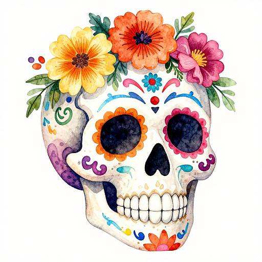 Vibrant Day of the Dead Skull Art
