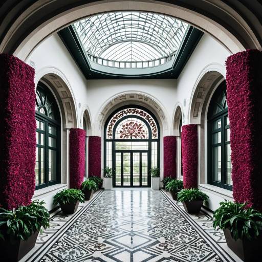 Grand Archway Interior with Floral Columns