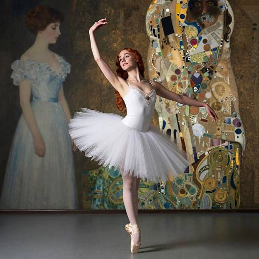 Graceful Red-Haired Ballerina in Nouveau Light