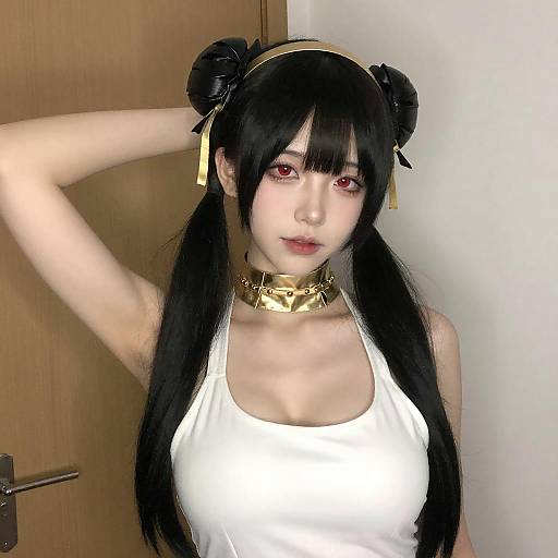 Portrait of Asian Woman with Twin Ponytails