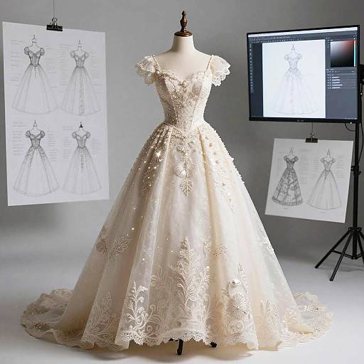 AI-Designed Romantic Vintage Wedding Dress