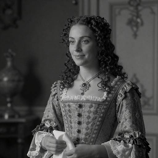 Renaissance Woman in Diamond-Pattern Gown