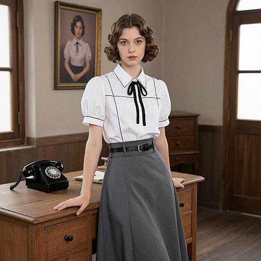 Vintage Woman in Rustic Room