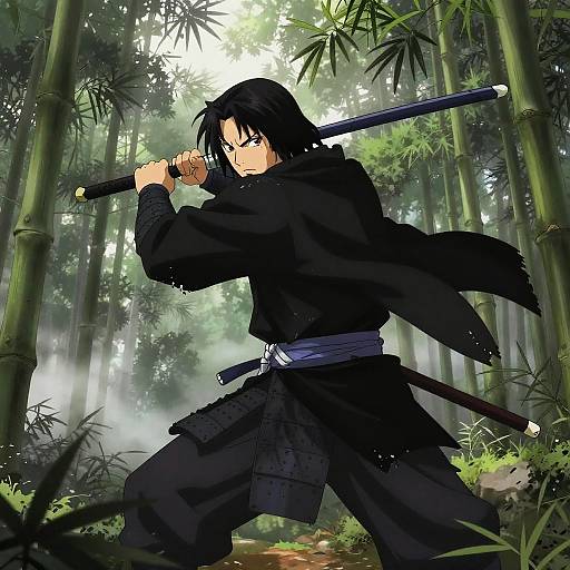 Shadowy Ronin Ambush in Bamboo Forest