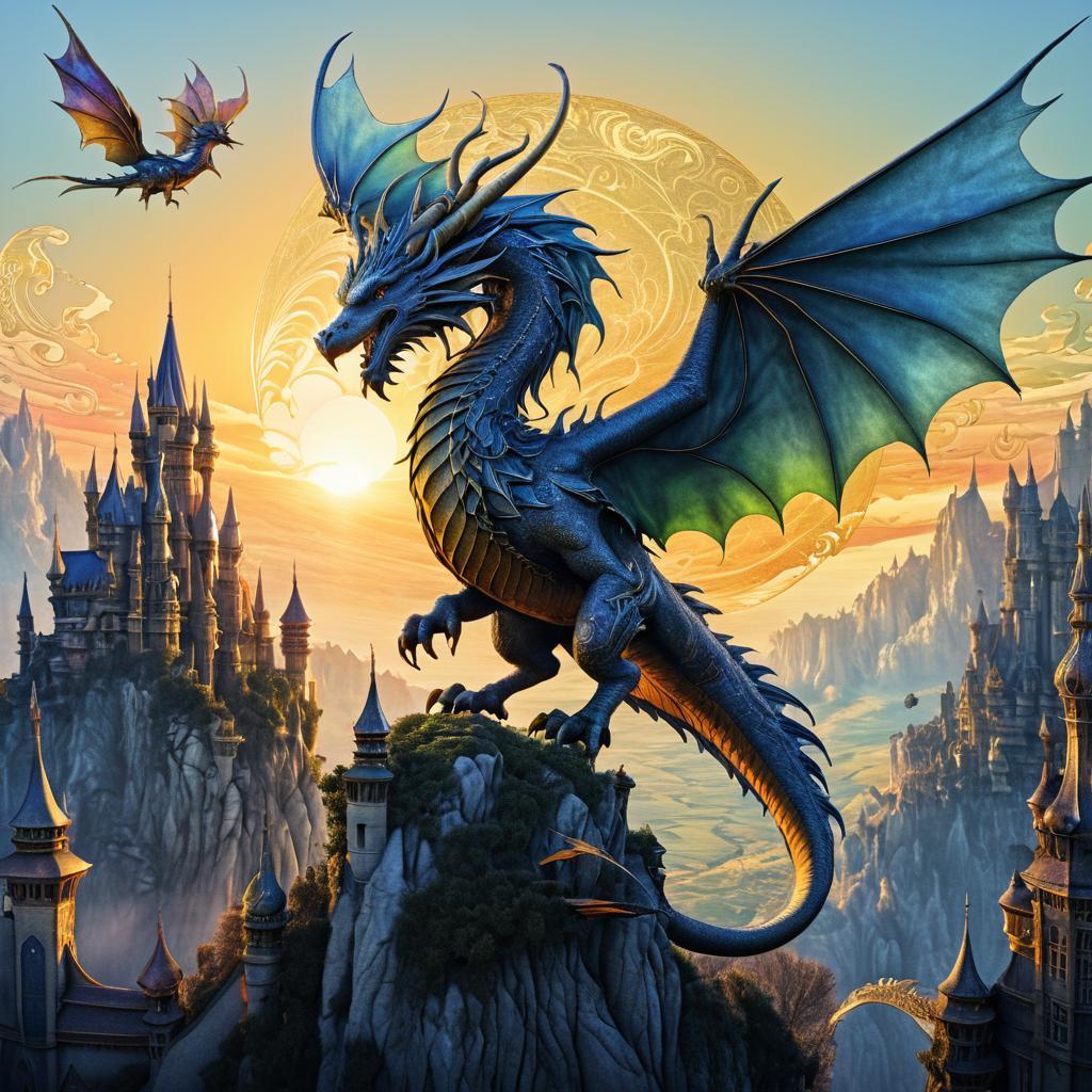 Dawn Flight: Dragon and Birds Art