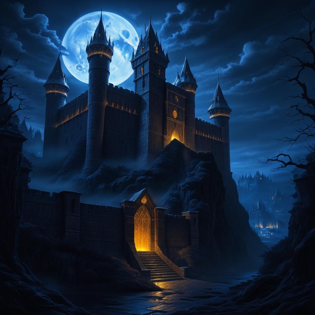 Haunted Fortress in Dark Fantasy Art