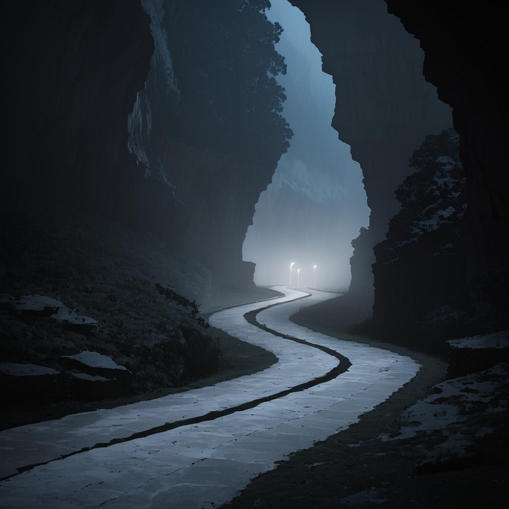 Eerie Moonlit Limestone Cavern Paths