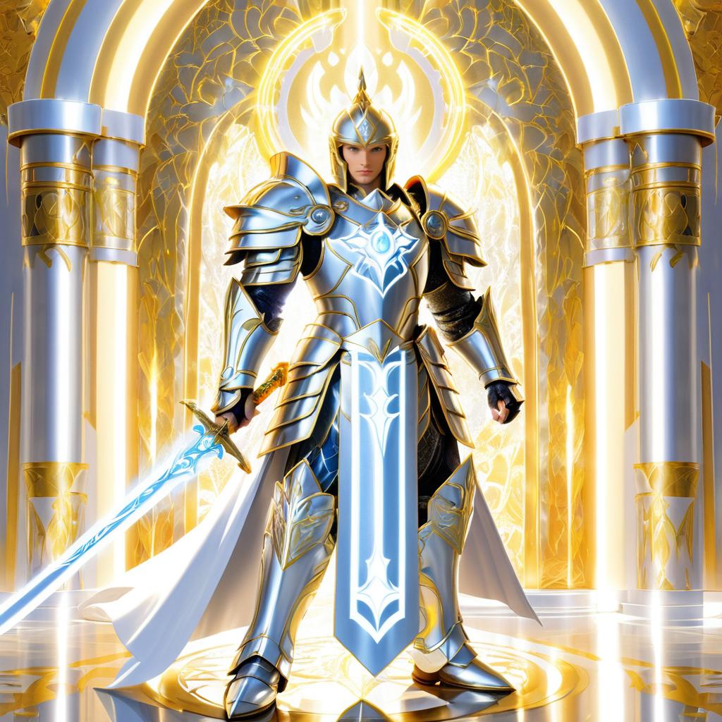 Noble Paladin in Divine Temple Scene