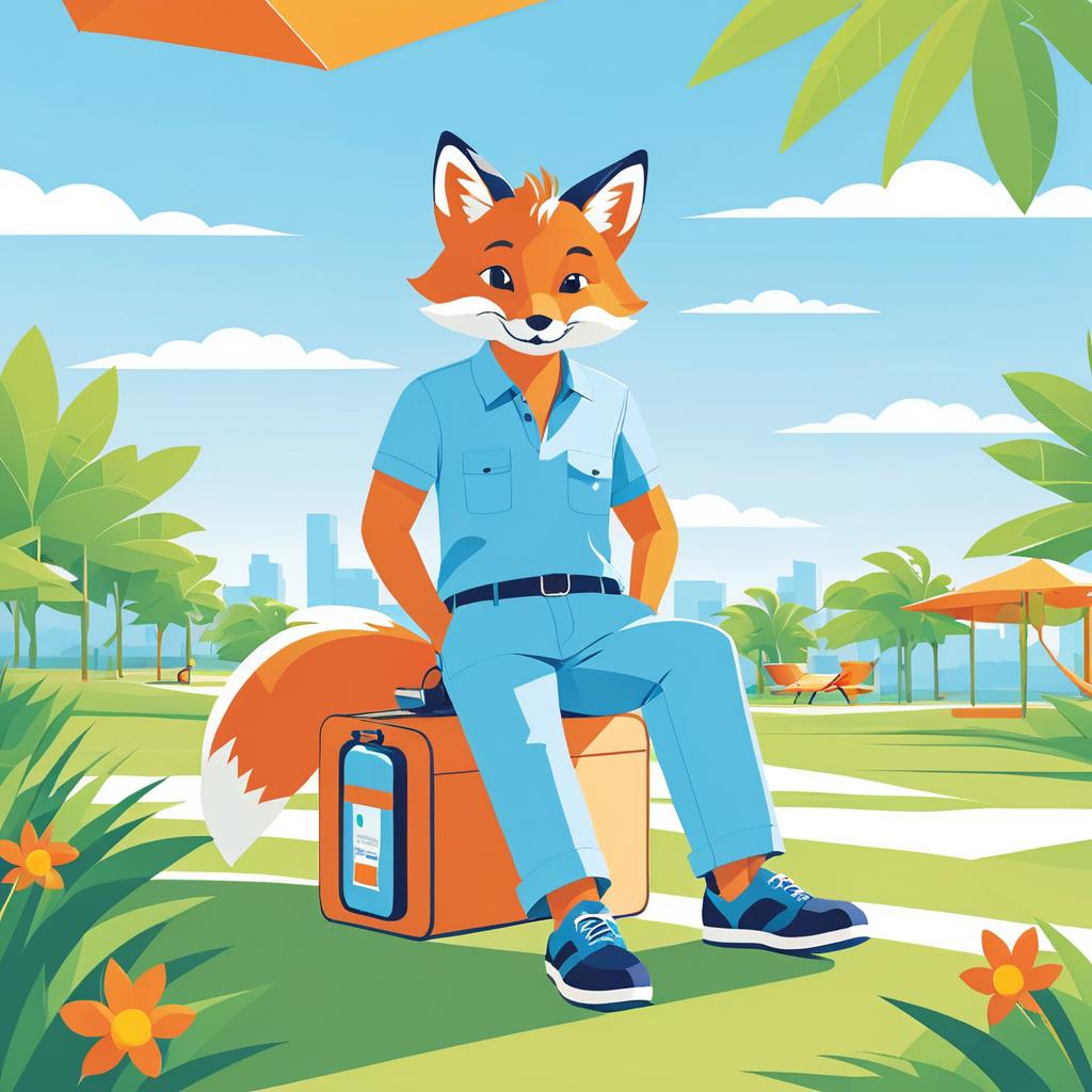 Cheerful Fox in Bright Polo Shirt