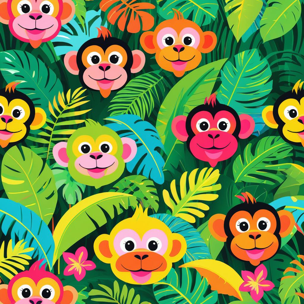 Playful Monkeys in a Tropical Jungle