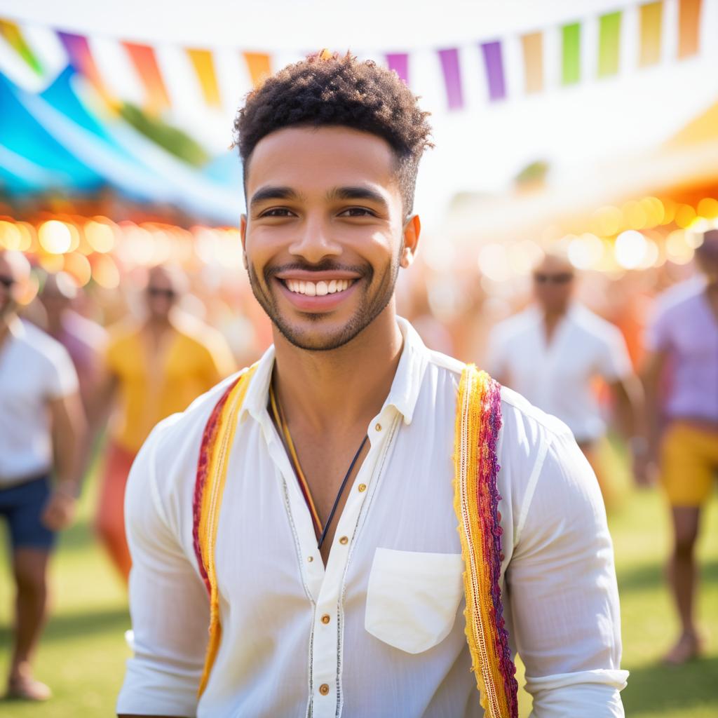 Vibrant Young Male at Festival Portrait