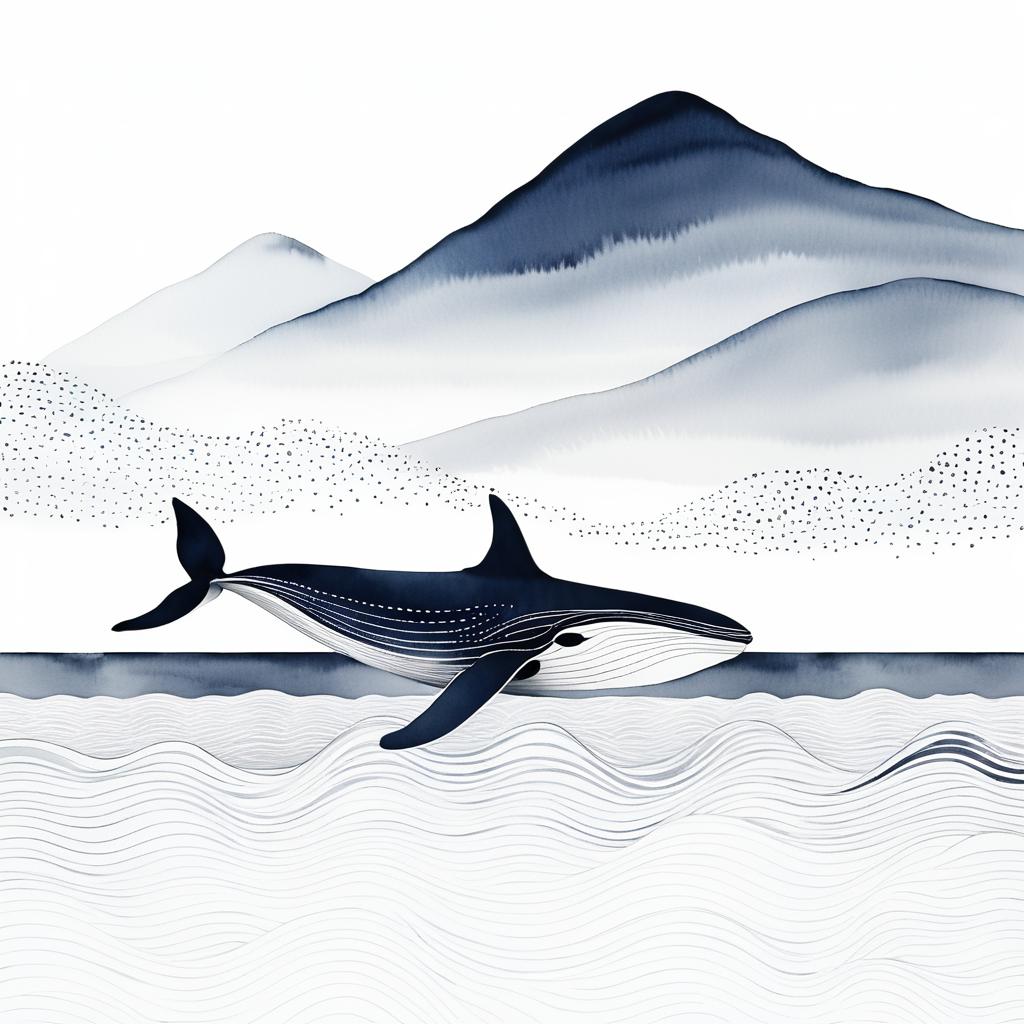 Minimalist Whale Landscape Illustration