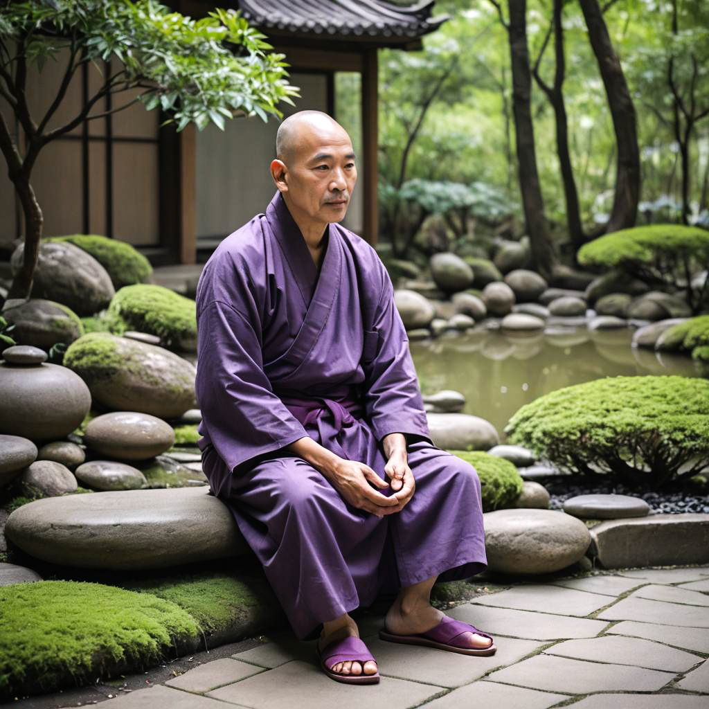 Meditative Monk in Tranquil Zen Garden