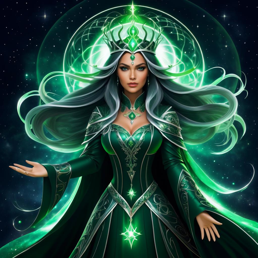 Enigmatic Sorceress with Starry Crown