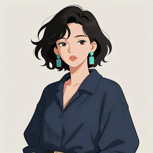 Stylish Anime Portrait of Confident Woman