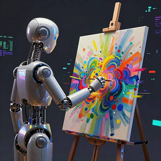 AI Machine Painting Vibrant Digital Art
