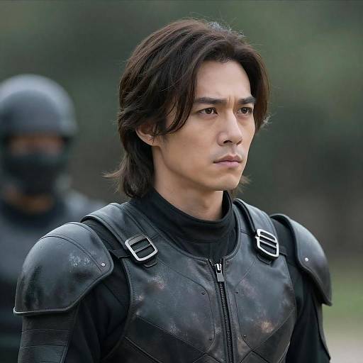 Intense Portrait of Armored Man