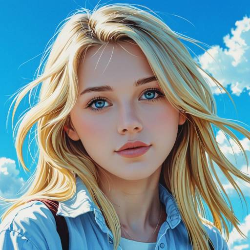 Blonde Woman Portrait with Blue Eyes