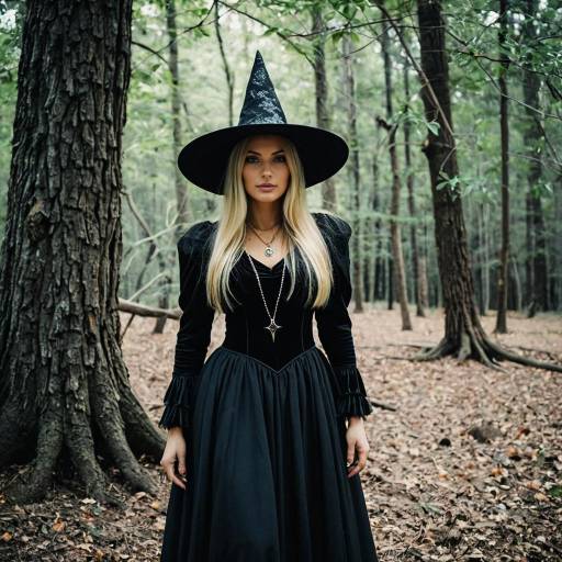 Blonde Woman in Luxury Witch Costume in Forest Blonde Woman in Luxury Witch Costume in Forest