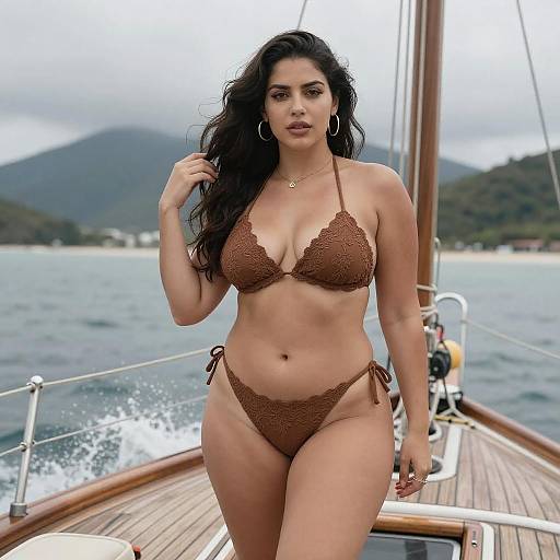 Confident Woman on Sailboat Deck