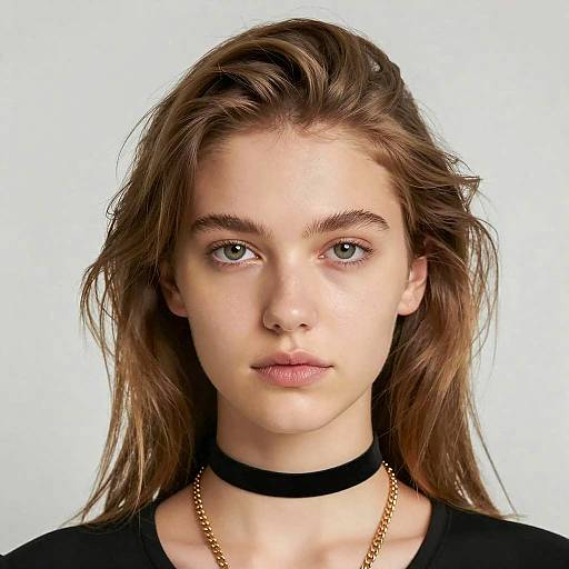 Young Woman with Black Choker and Gold Chain