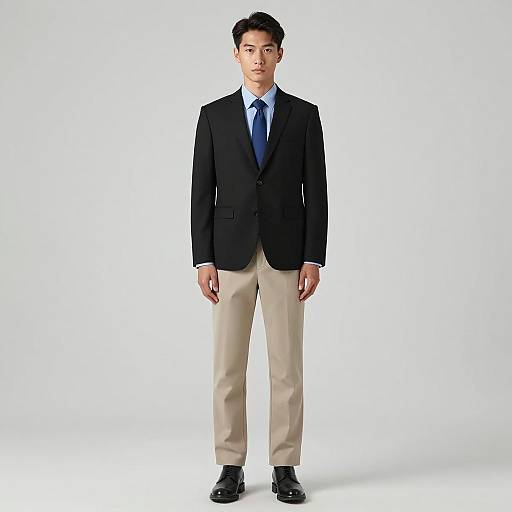 Asian Man in Formal Attire with Black Blazer
