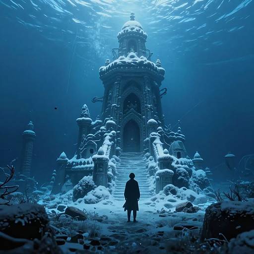 Melancholy Figure in Underwater Realm