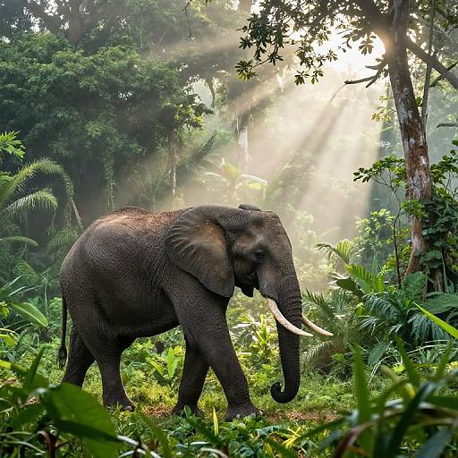 Majestic Elephant in Lush Jungle