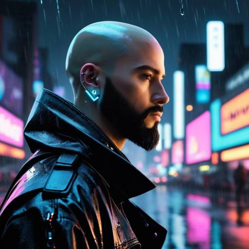 Cyberpunk Night: Neon Rain and Cityscape