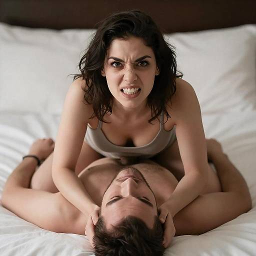 Intense Moment Between Couple on Bed